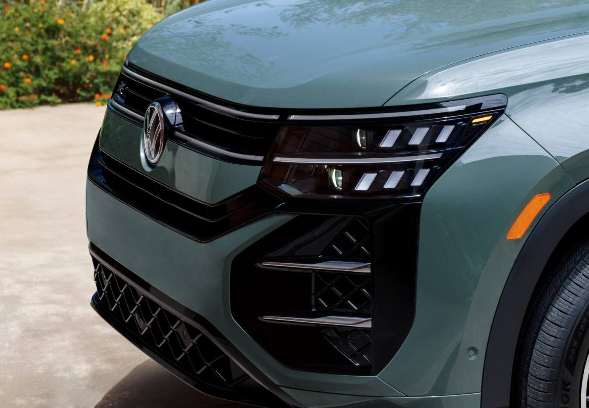 2027 VW Atlas Cross Sport front grille and LED headlights