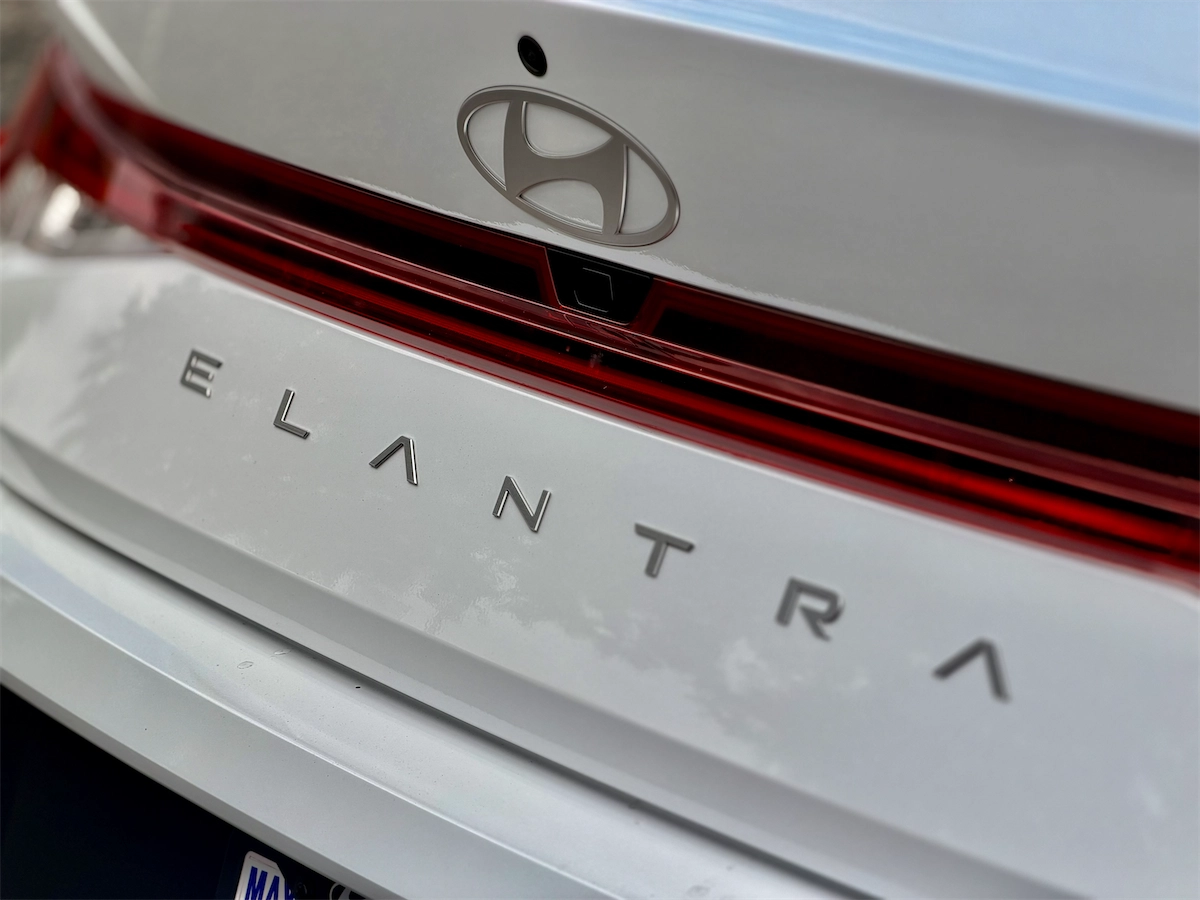 Elantra badge on the trunk lid