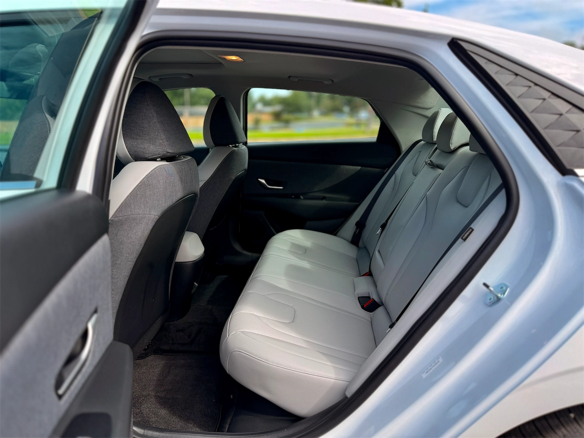2026 Hyundai Elantra Hybrid rear seat in light gray