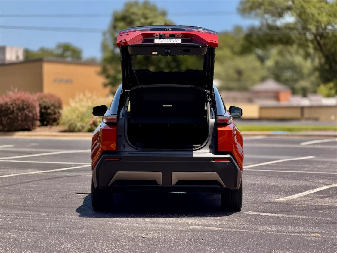 2026 Toyota C-HR XSE with the power liftgate open, showing the rear cargo area