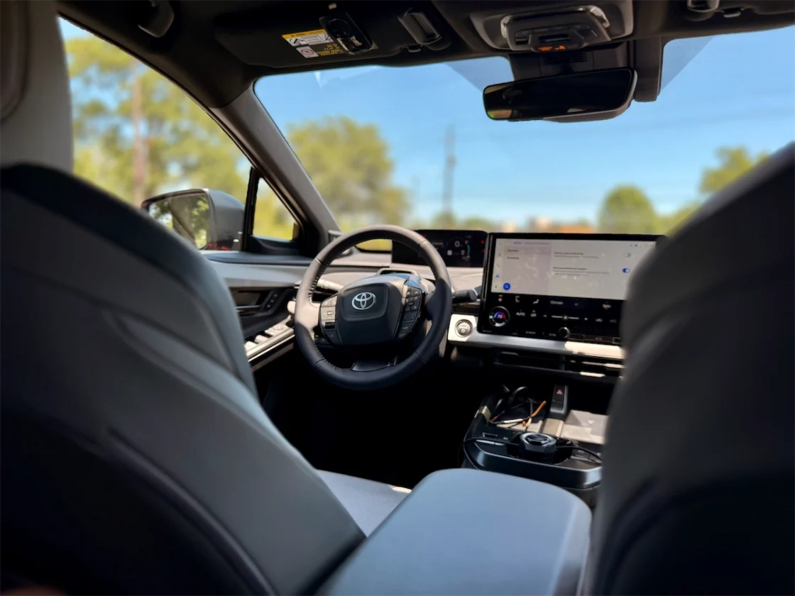 Driver-side dashboard and touchscreen of the electric crossover