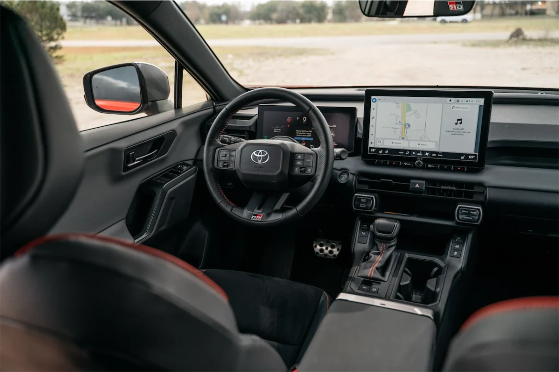 2026 Toyota RAV4 GR SPORT interior with red accents and sport seats