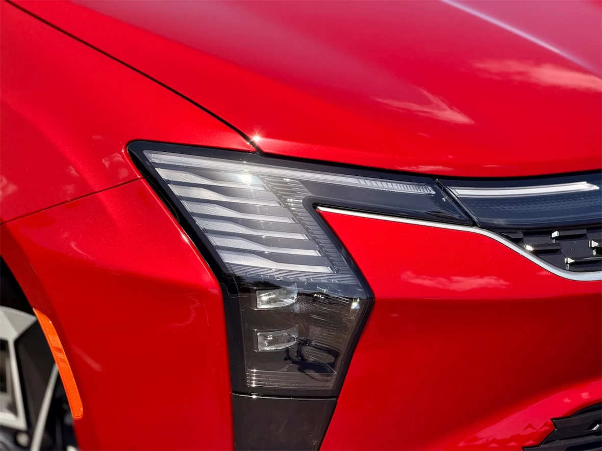 Close-up of the LED headlight on a 2027 Chrysler Pacifica