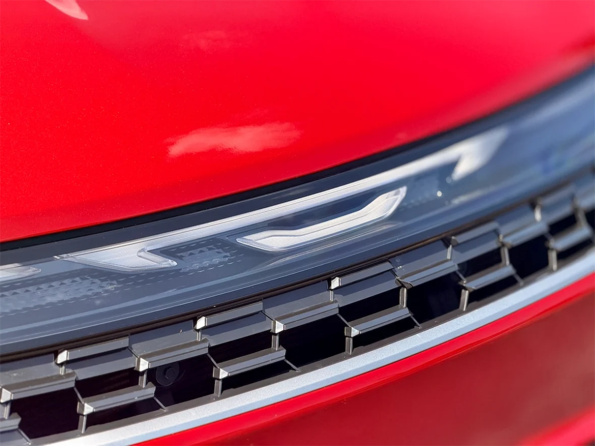 Close-up of the lower grille and front fascia of a 2027 Chrysler Pacifica
