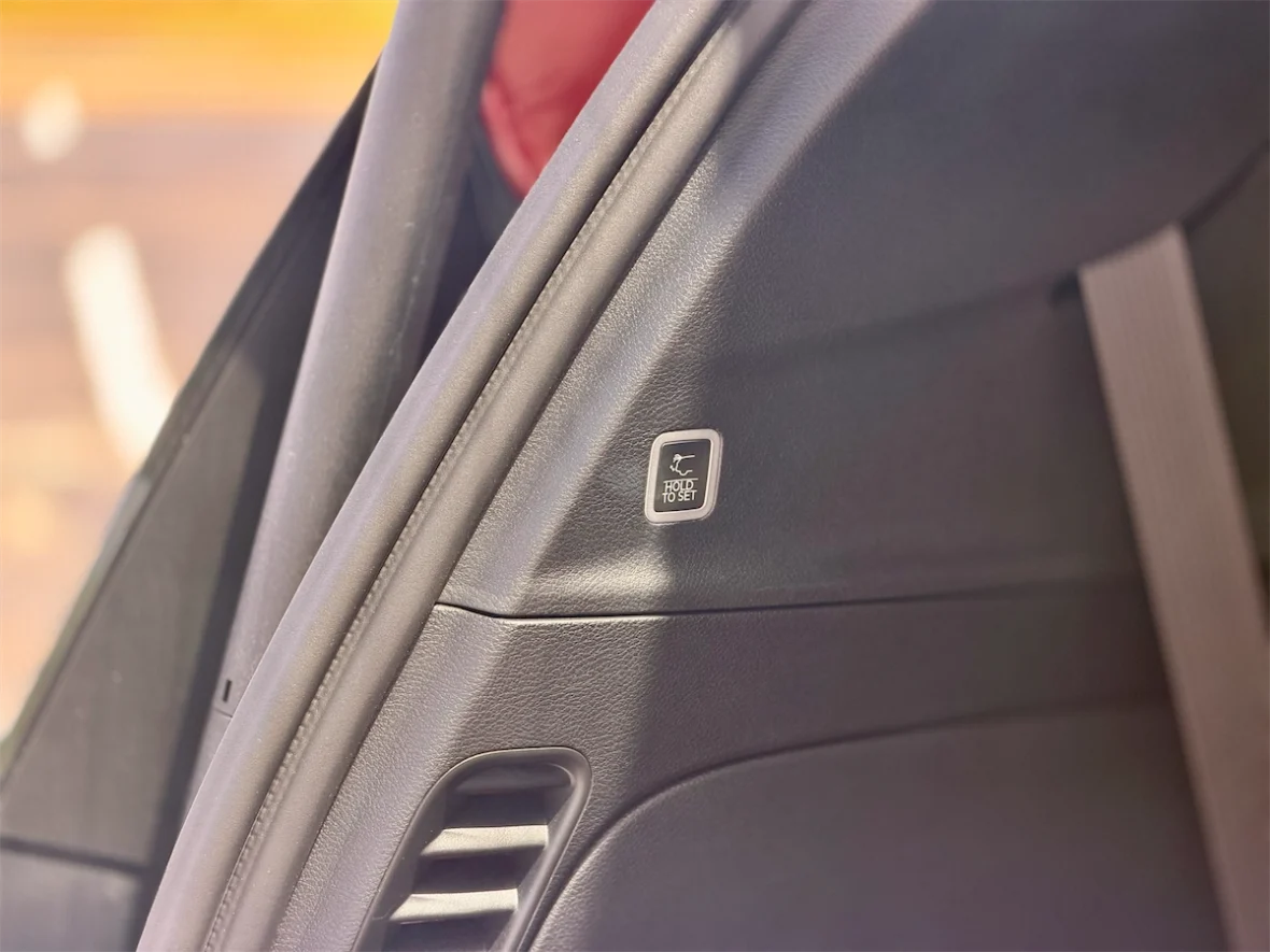 Interior B-pillar trim and label in a 2027 Chrysler Pacifica