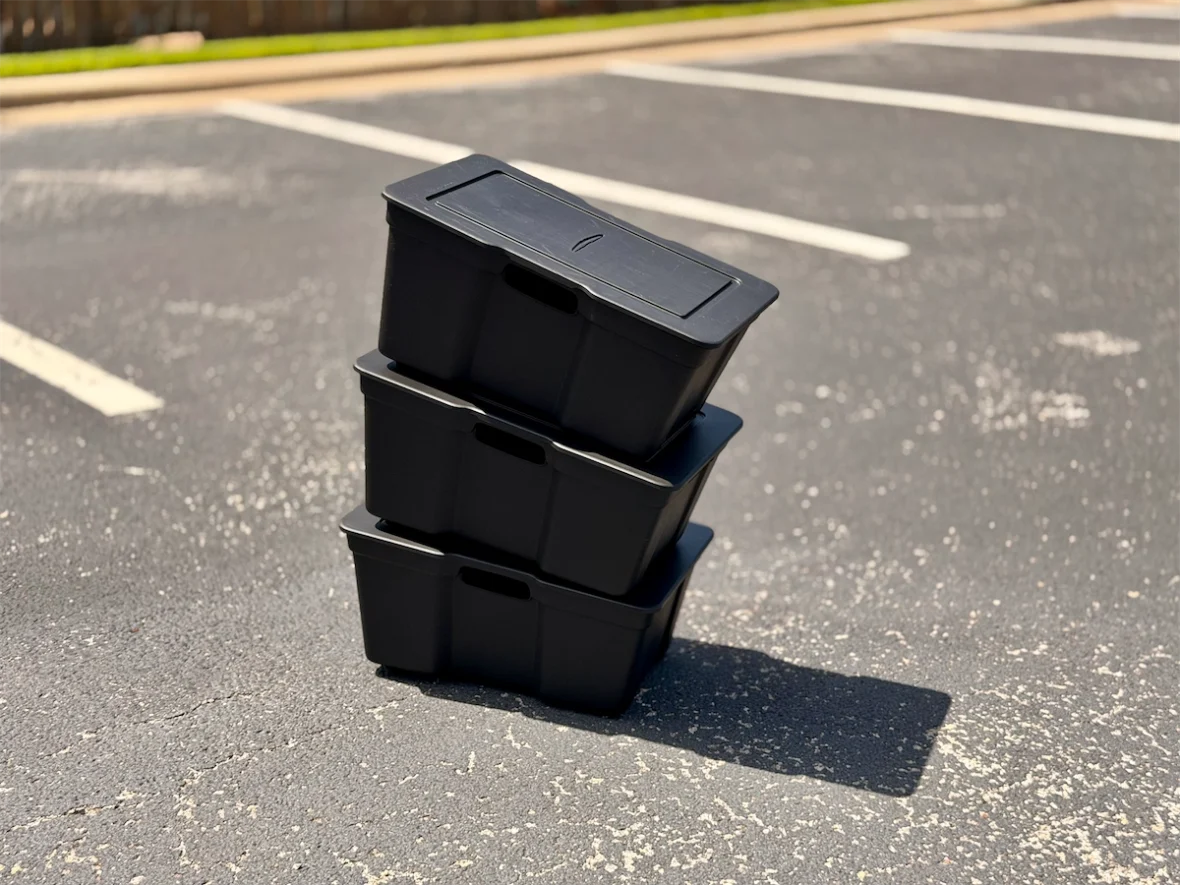 Three removable Stow 'n Go storage bins from a 2027 Chrysler Pacifica
