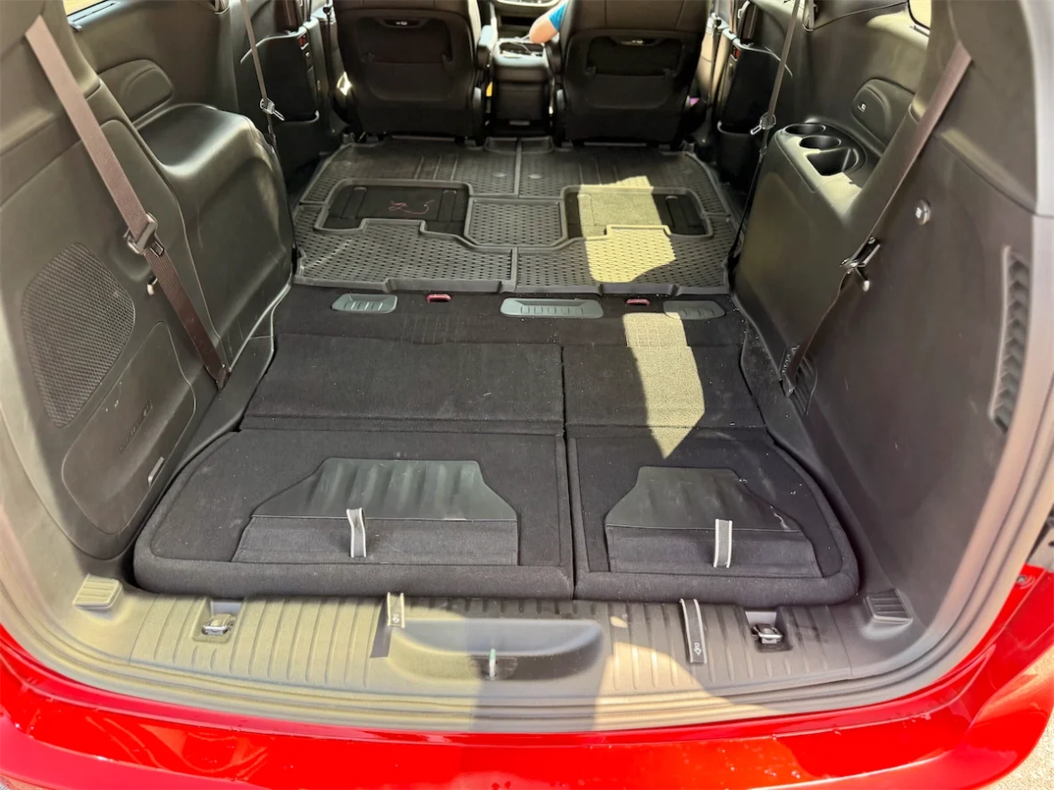 Flat load floor with all rear seats folded in a 2027 Chrysler Pacifica