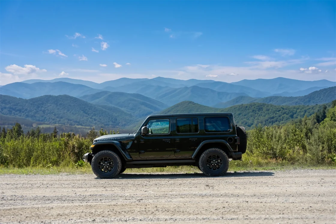 2027 Jeep Wrangler Smoky Mountain edition at a Great Smoky Mountains overlook