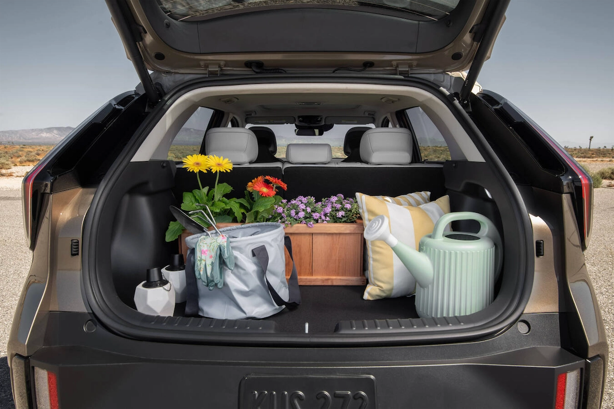 2027 Kia Niro cargo area loaded with groceries and gear