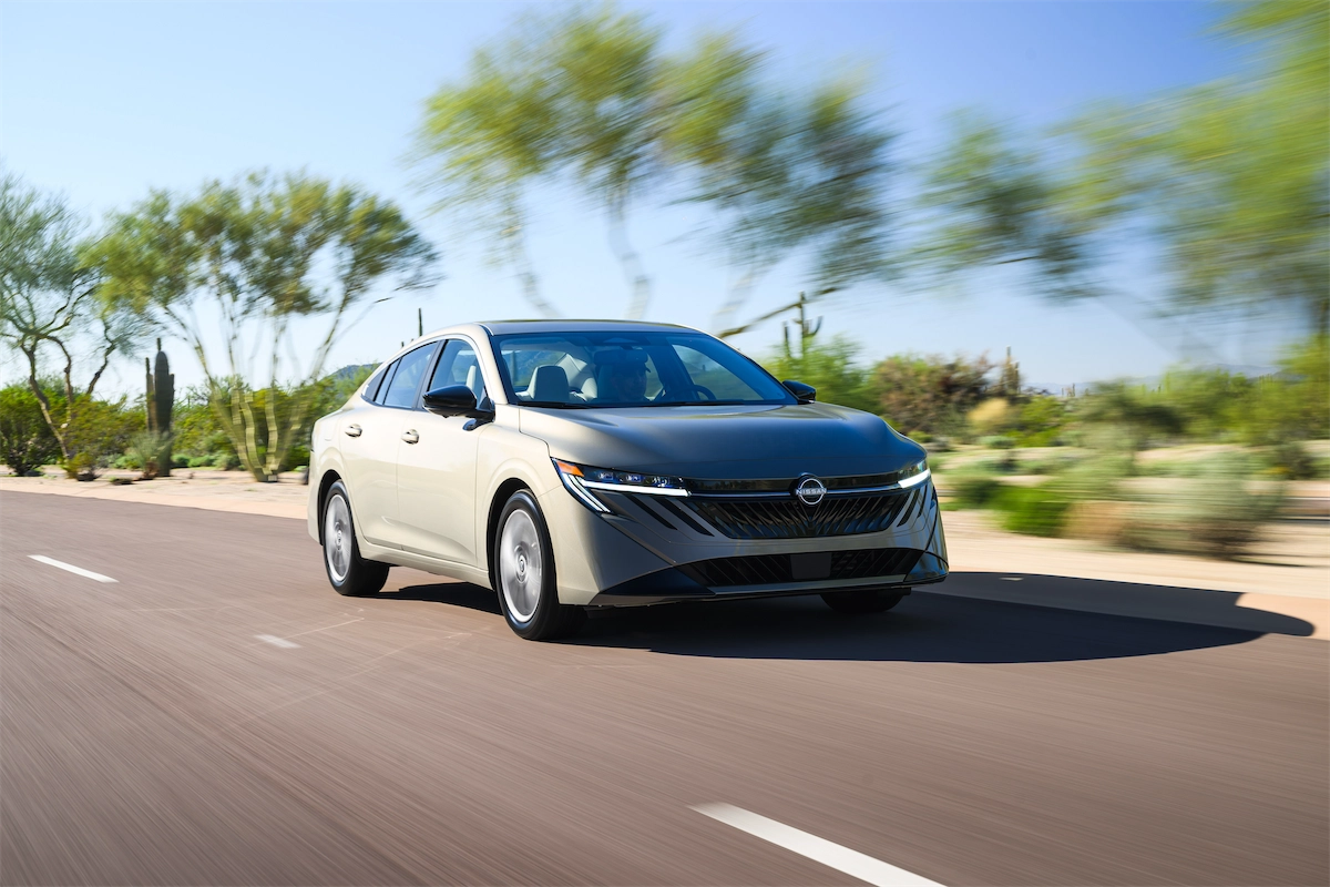 2027 Nissan Sentra SL driving on a desert road