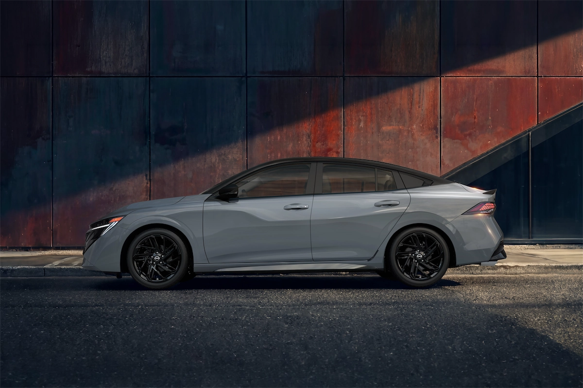 Gray sedan with blacked-out Midnight Edition styling, side profile