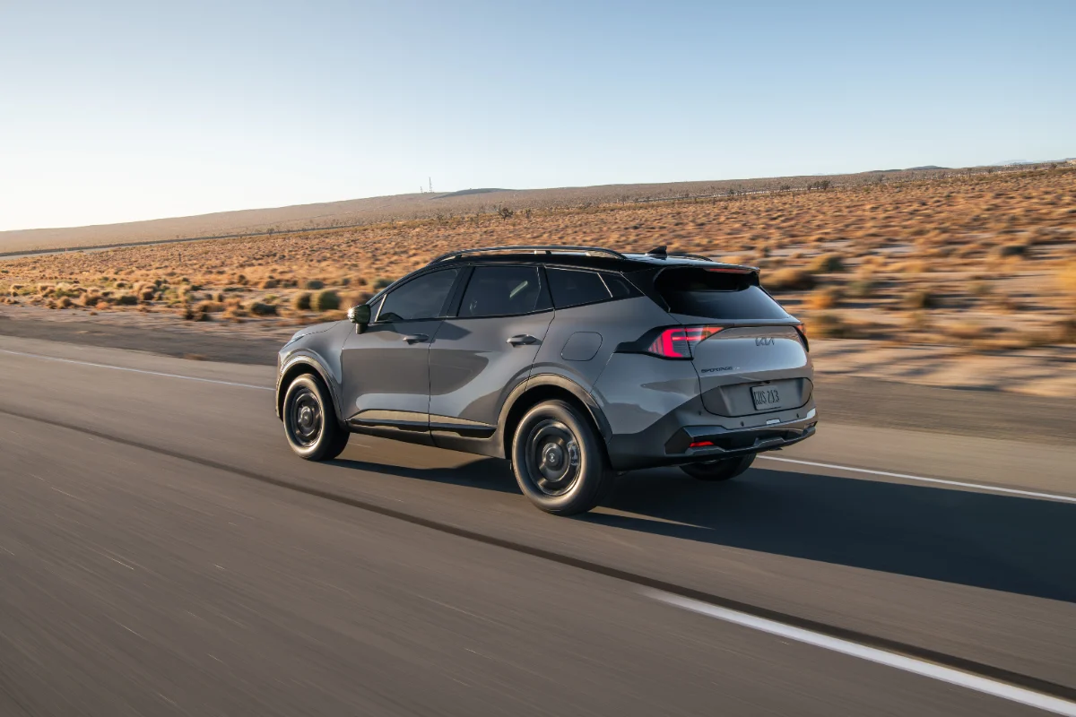 2027 Kia Sportage rear three-quarter view