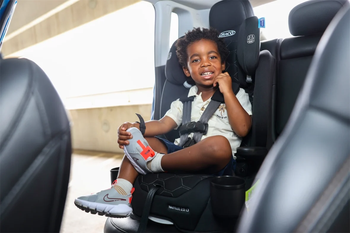 Child secured in a properly installed Hyundai car seat