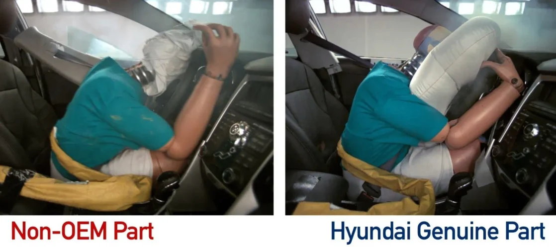 Vehicle cabin where counterfeit airbags can end up during repairs