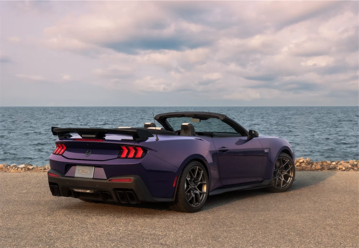 Ford Mustang Dark Horse SC Convertible with the top down