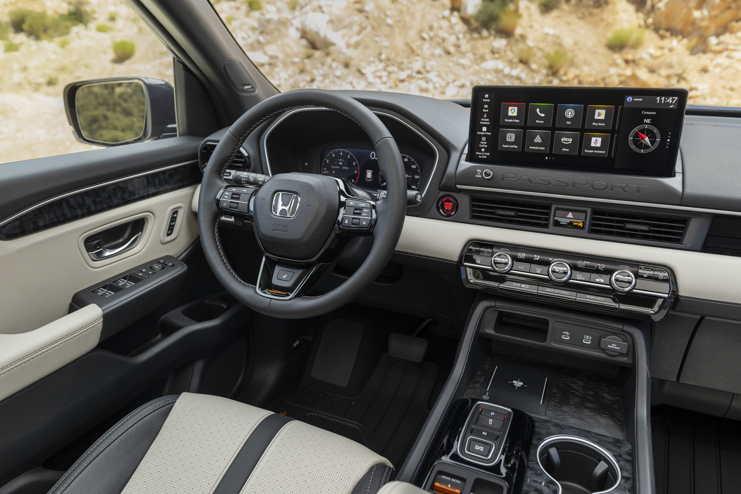 TrailSport dashboard with heated steering wheel and touchscreen