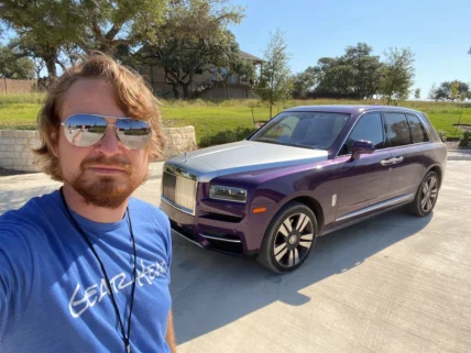 Cory Fourniquet with a two-tone purple over silver 2020 Rolls-Royce Cullinan
