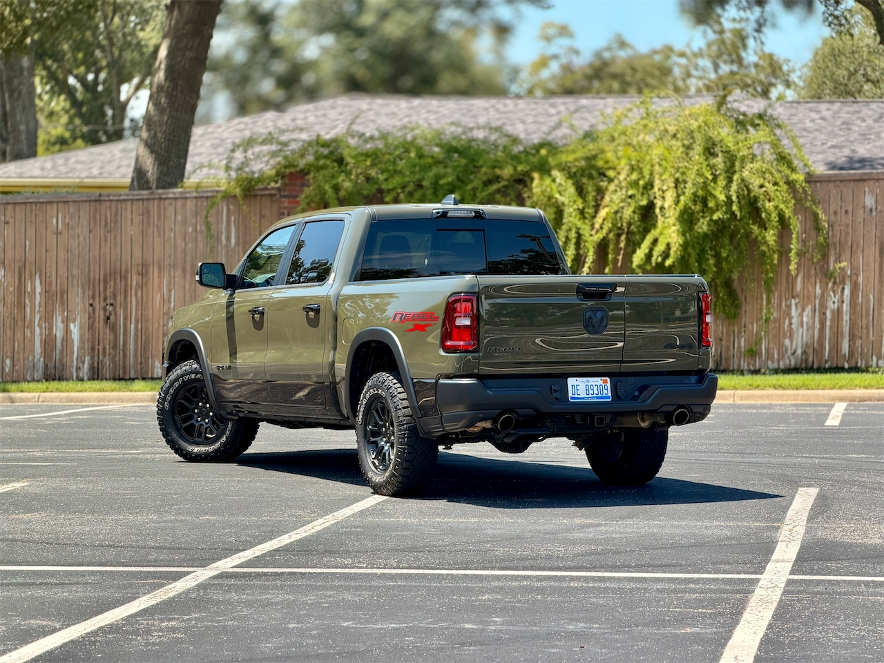 Rear three-quarter view of the off-road pickup