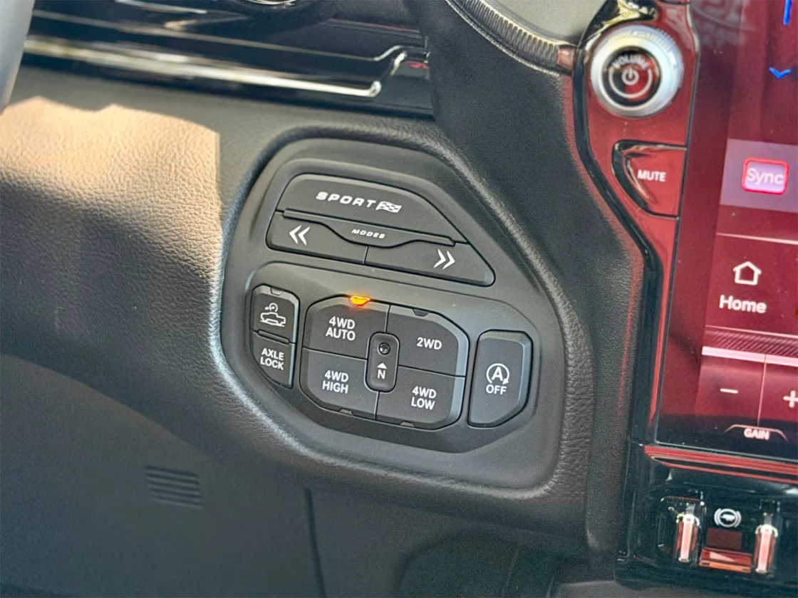 Ram 1500 Rebel X four-wheel-drive and drive mode controls