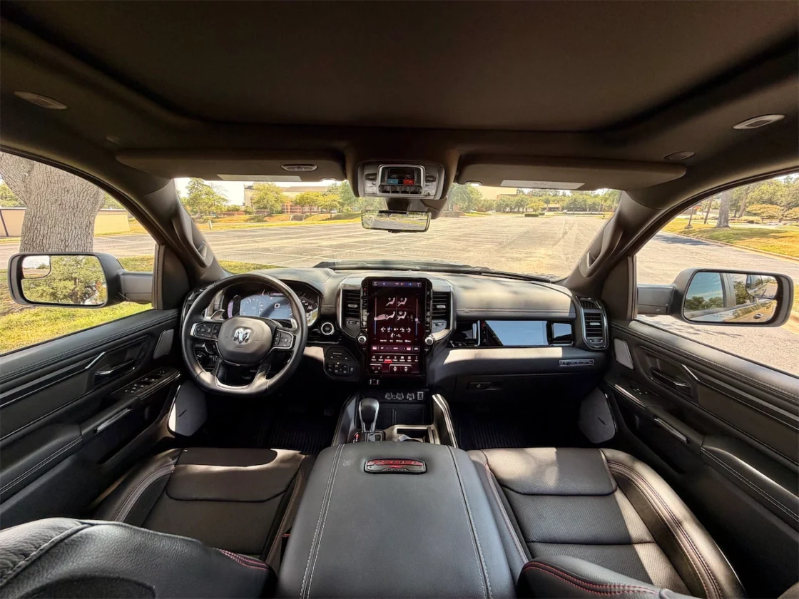 Ram 1500 Rebel X interior with vertical touchscreen and head-up display