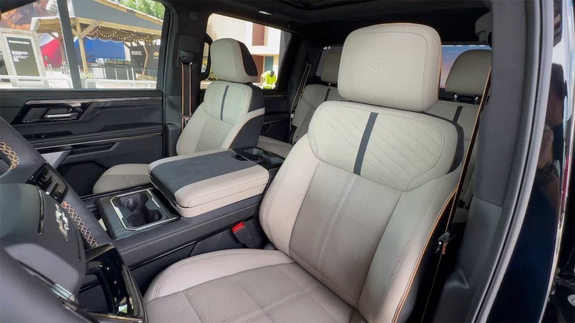 Light-colored EvoTex front seats in the 2027 Chevrolet Silverado High Country