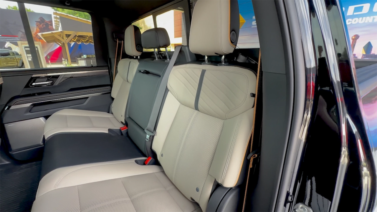 Rear bench seat with two-tone upholstery in the Chevy High Country