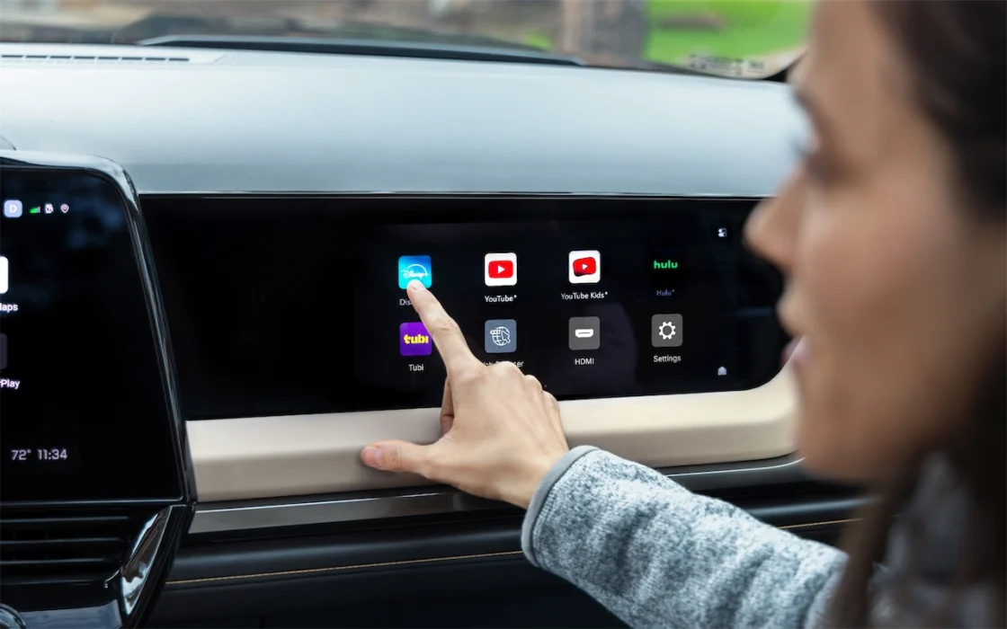 Front passenger entertainment screen in the 2027 Chevrolet Silverado