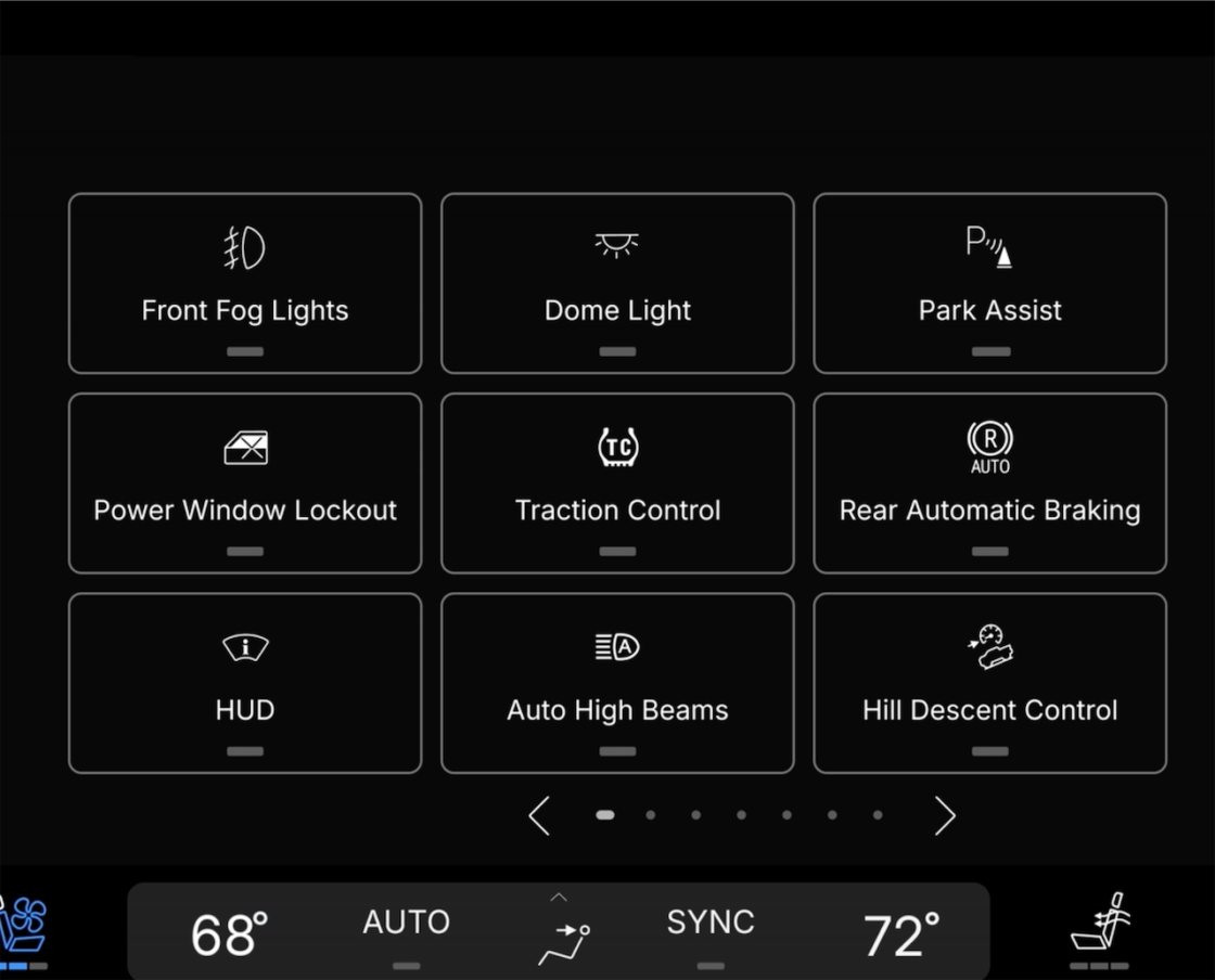 Quick-access on-screen controls on the 2027 Chevrolet Silverado