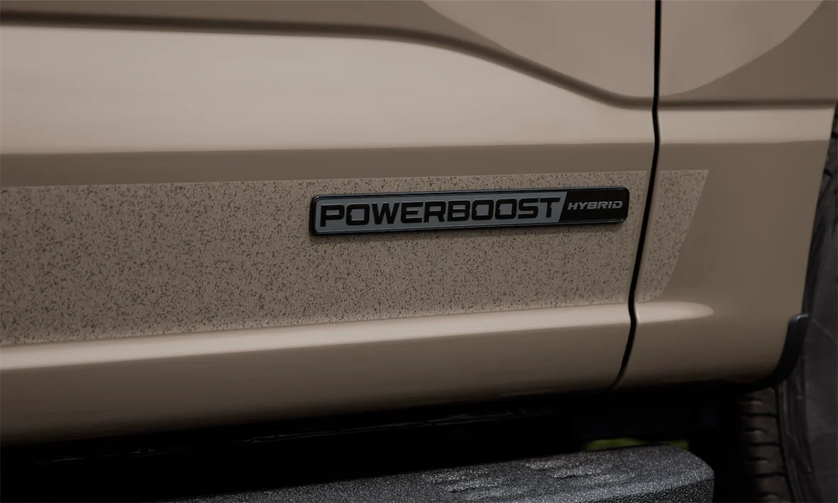 2027 Ford F-150 PowerBoost hybrid fender badge