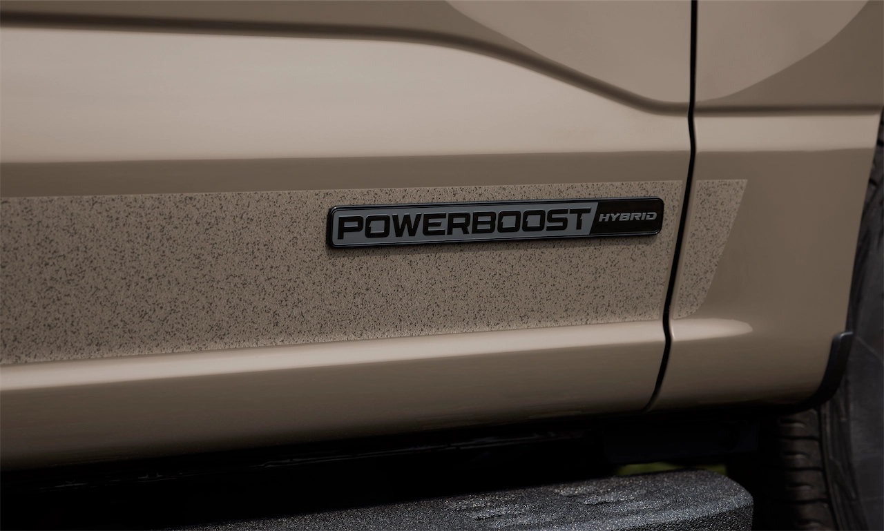 2027 Ford F-150 PowerBoost hybrid fender badge