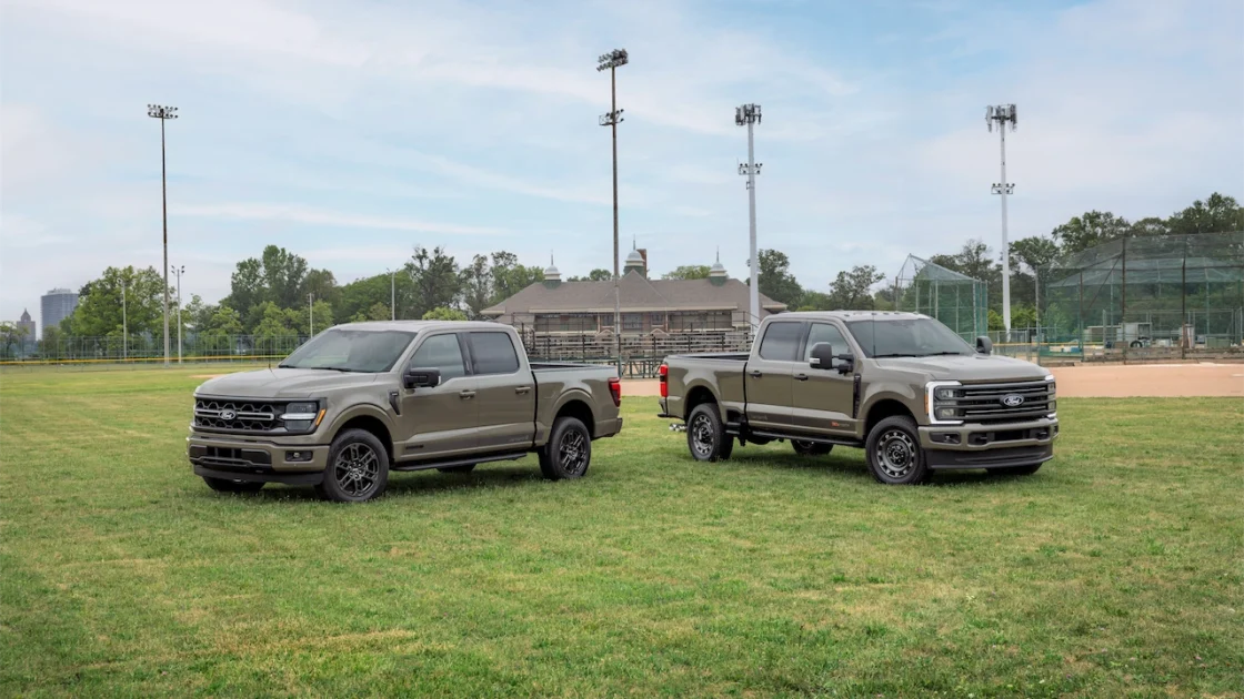 F-150 Carhartt parked beside the Super Duty Carhartt