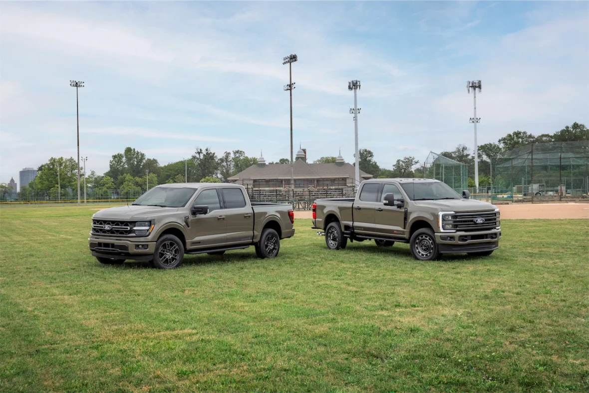 F-150 Carhartt parked beside the Super Duty Carhartt