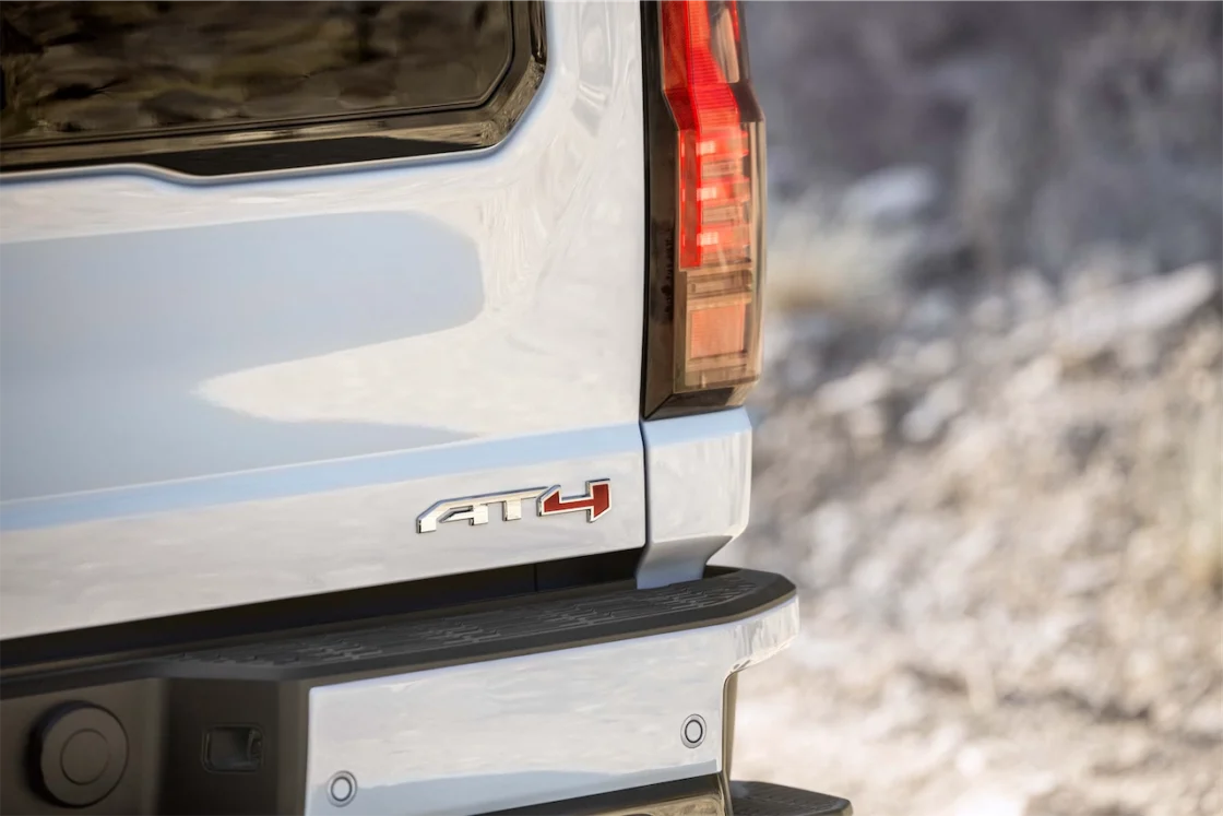 2027 GMC Sierra AT4 badge on the bed side