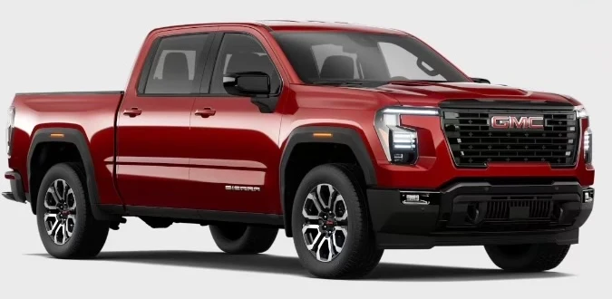2027 GMC Sierra 1500 Elevation in Mesa Red, the same GAS paint as Chevrolet Apex Red