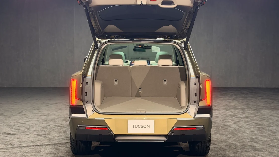 Open liftgate and cargo area of the 2027 Hyundai Tucson