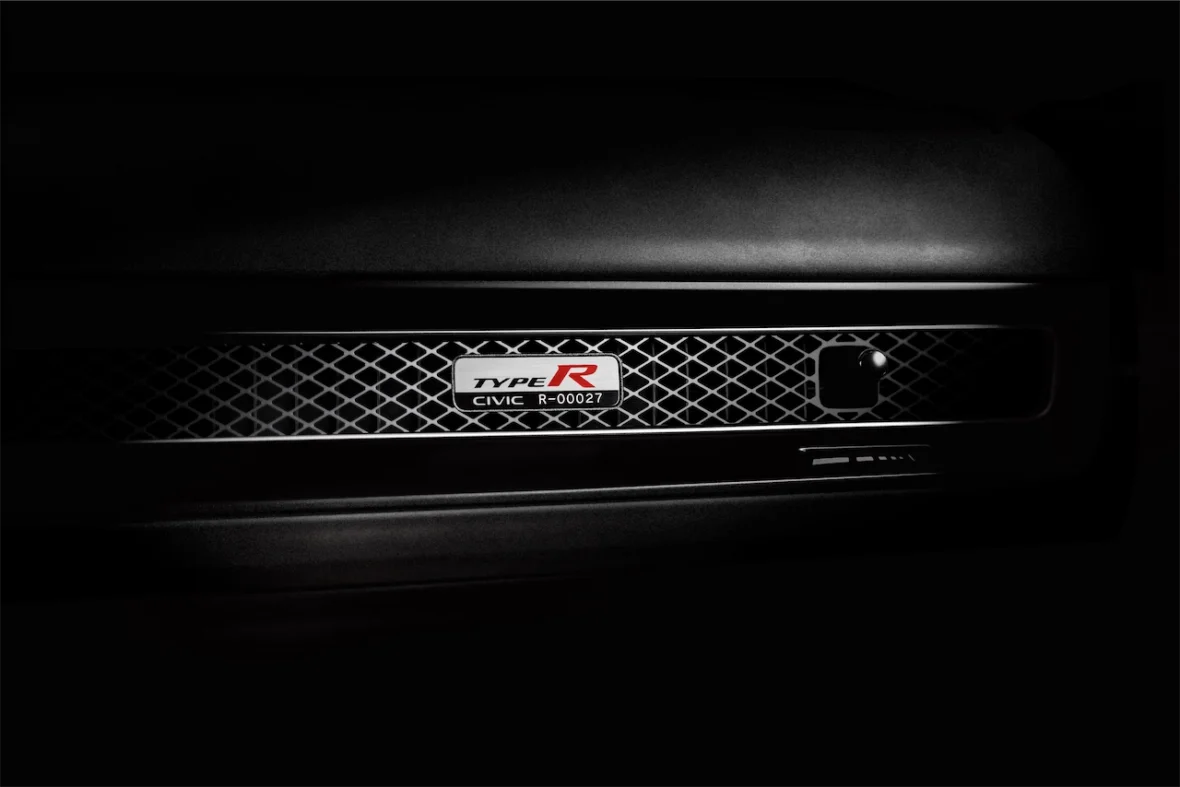 Civic Type R serial number plaque on the dash reading R-00027