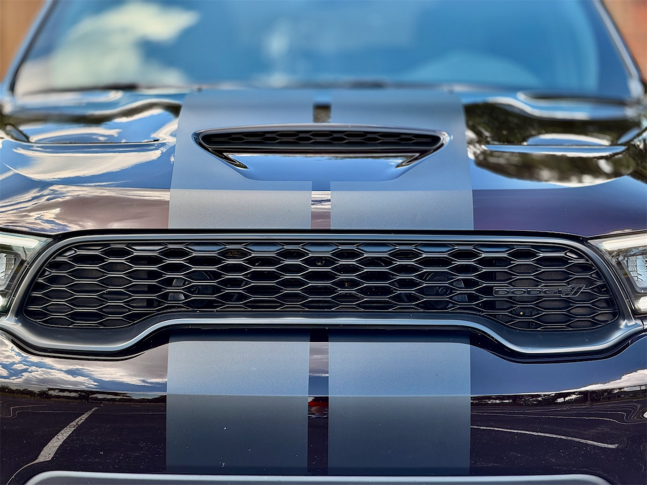 Hood scoop and stripes on the 2026 Dodge Durango R/T 392 Blacktop