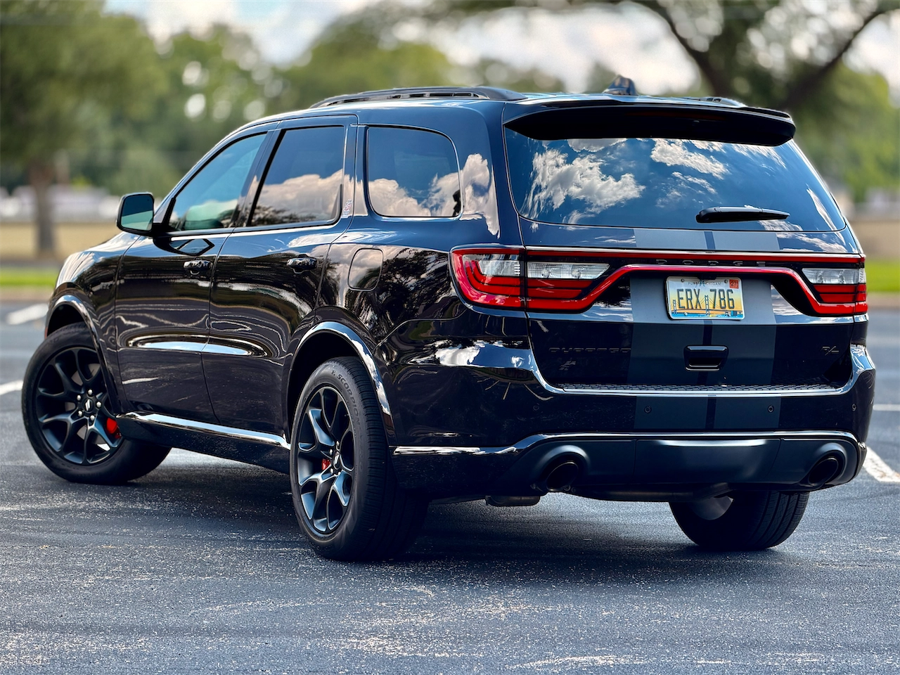 Rear three-quarter view of the 2026 Dodge Durango R/T 392 Blacktop AWD Launch Edition