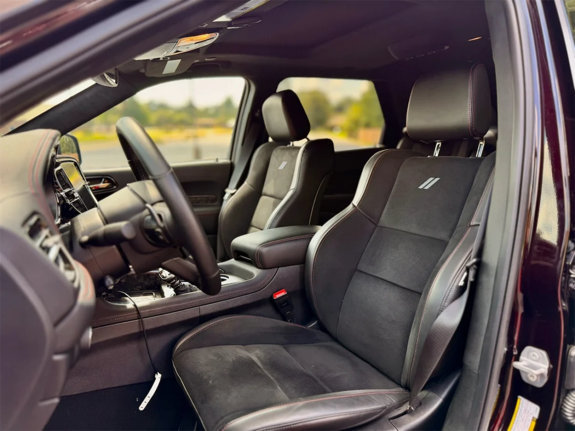 Nappa leather and suede front seats in the 2026 Dodge Durango R/T 392