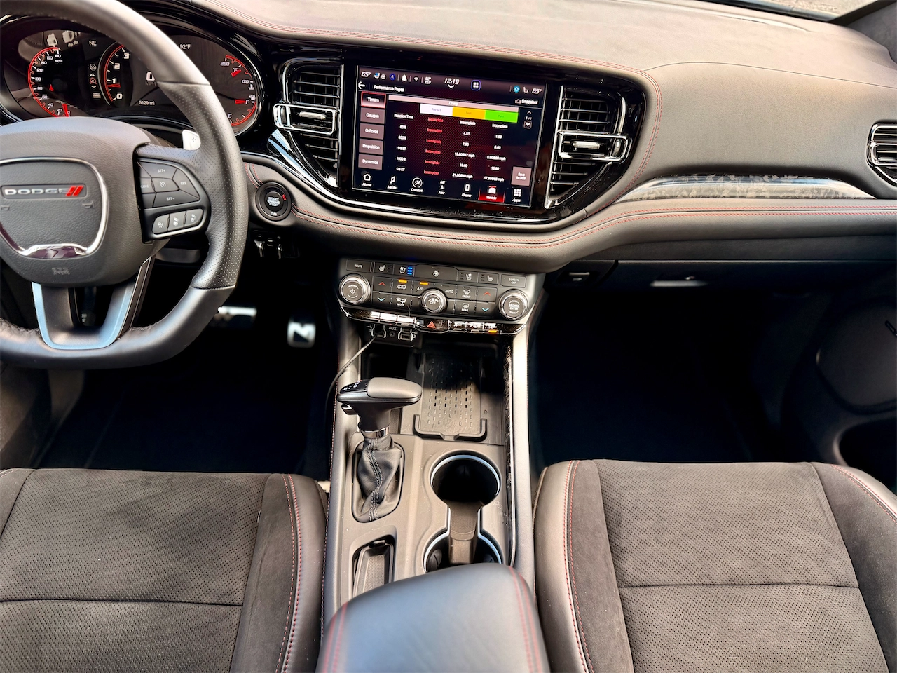 Dashboard and Uconnect 5 touchscreen in the 2026 Dodge Durango R/T 392
