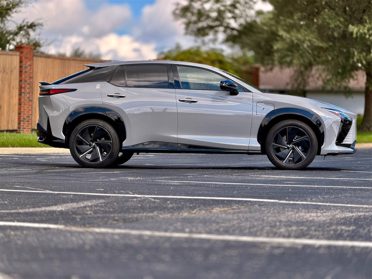 Side profile of the 2026 Lexus RZ 550e F SPORT AWD