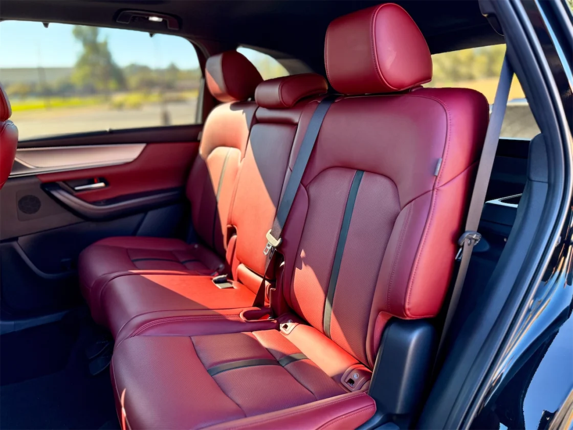 Red leather second-row seats in the 2026 Mazda CX-70