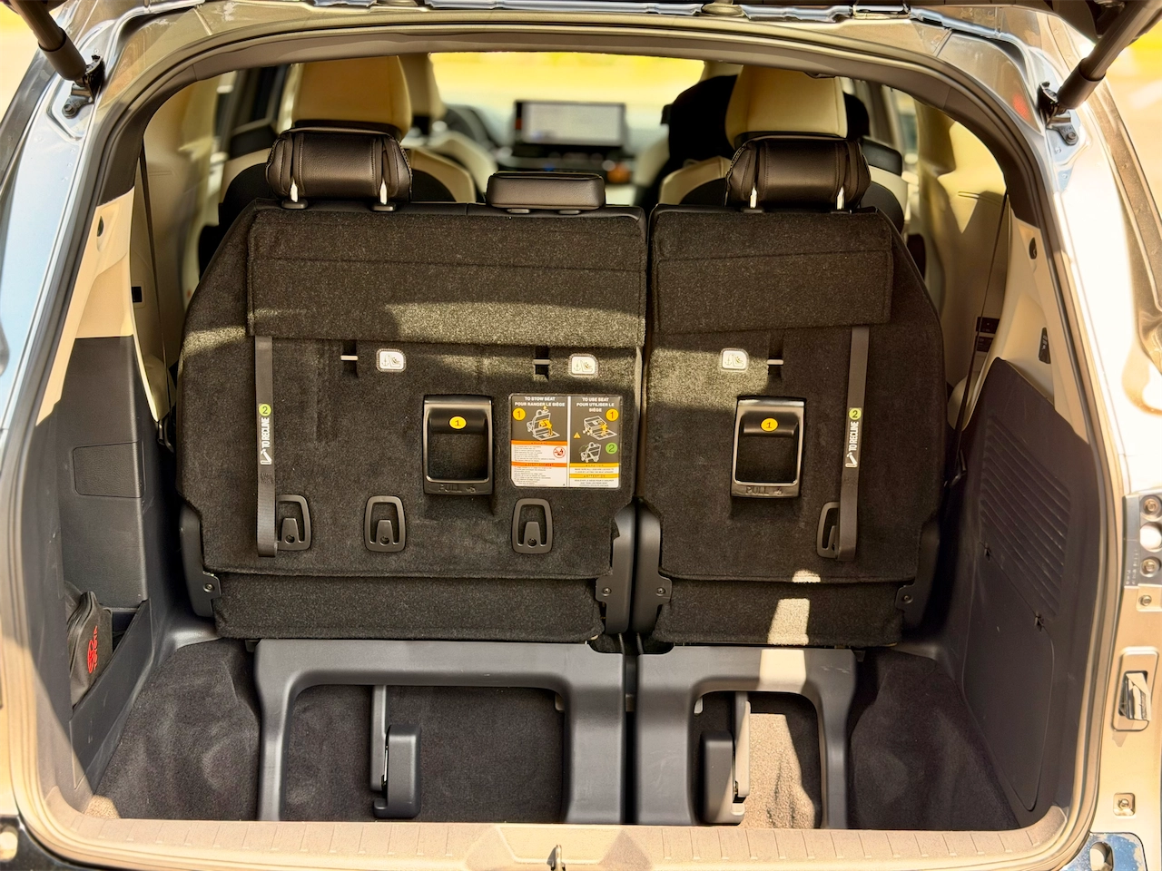 Cargo area behind the third row of the 2026 Toyota Sienna Platinum AWD