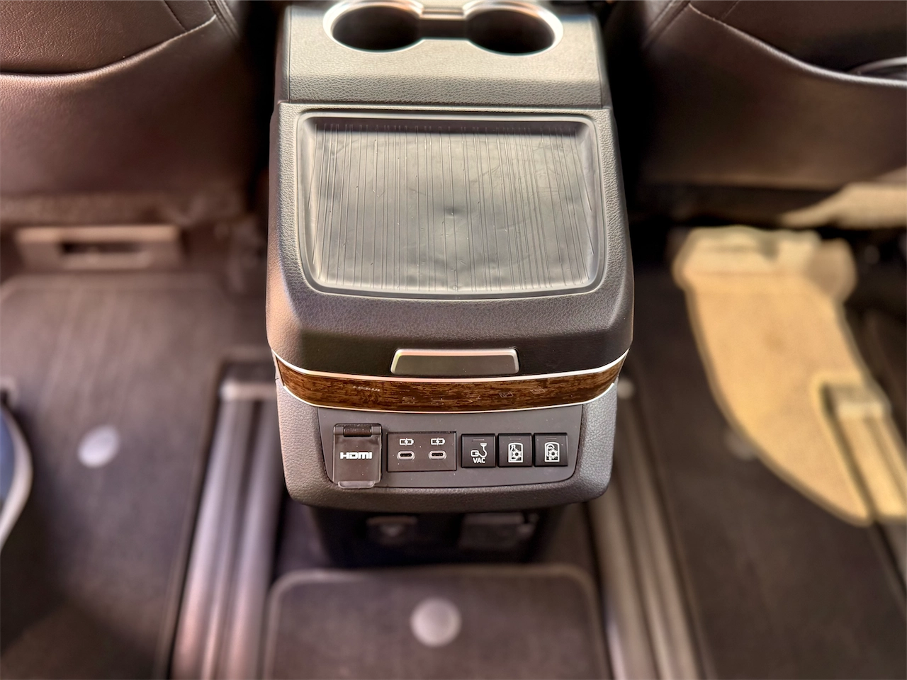 FridgeBox cooler in the back of the center console of the 2026 Toyota Sienna Platinum