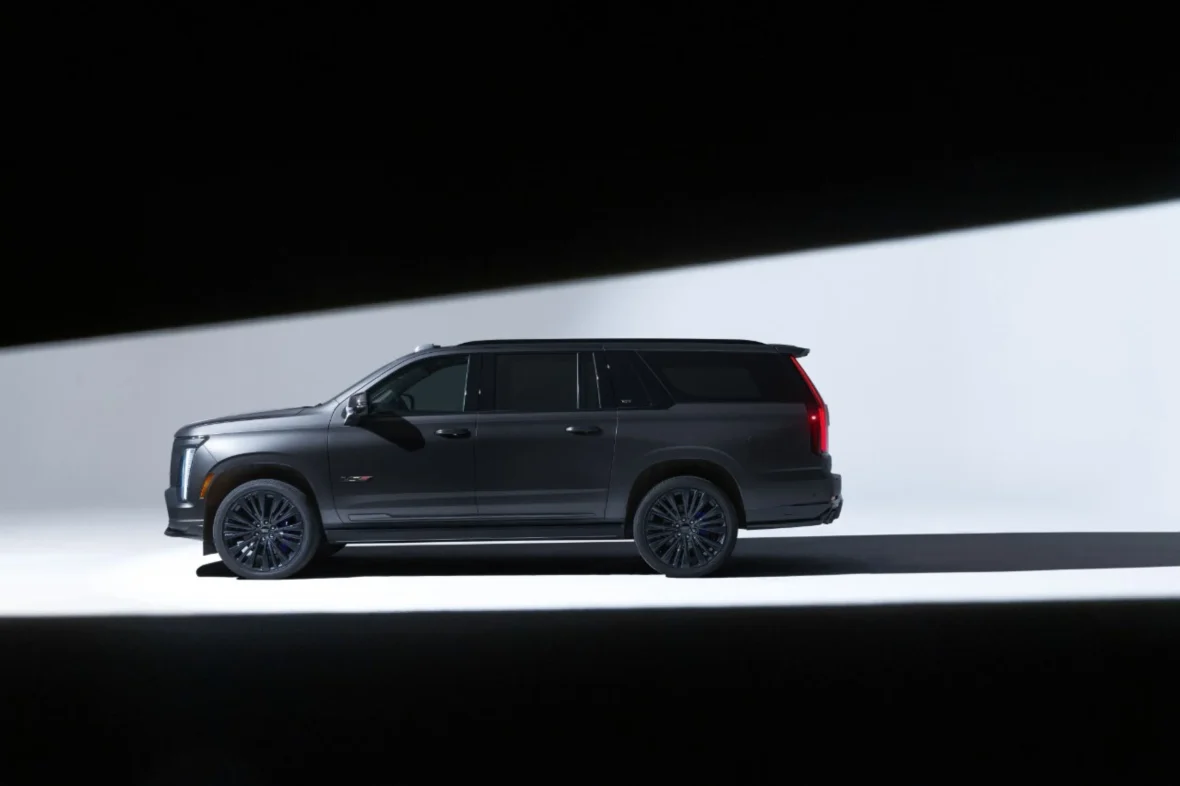 Profile view of the Escalade-V Collector Series in Midnight Stone Frost