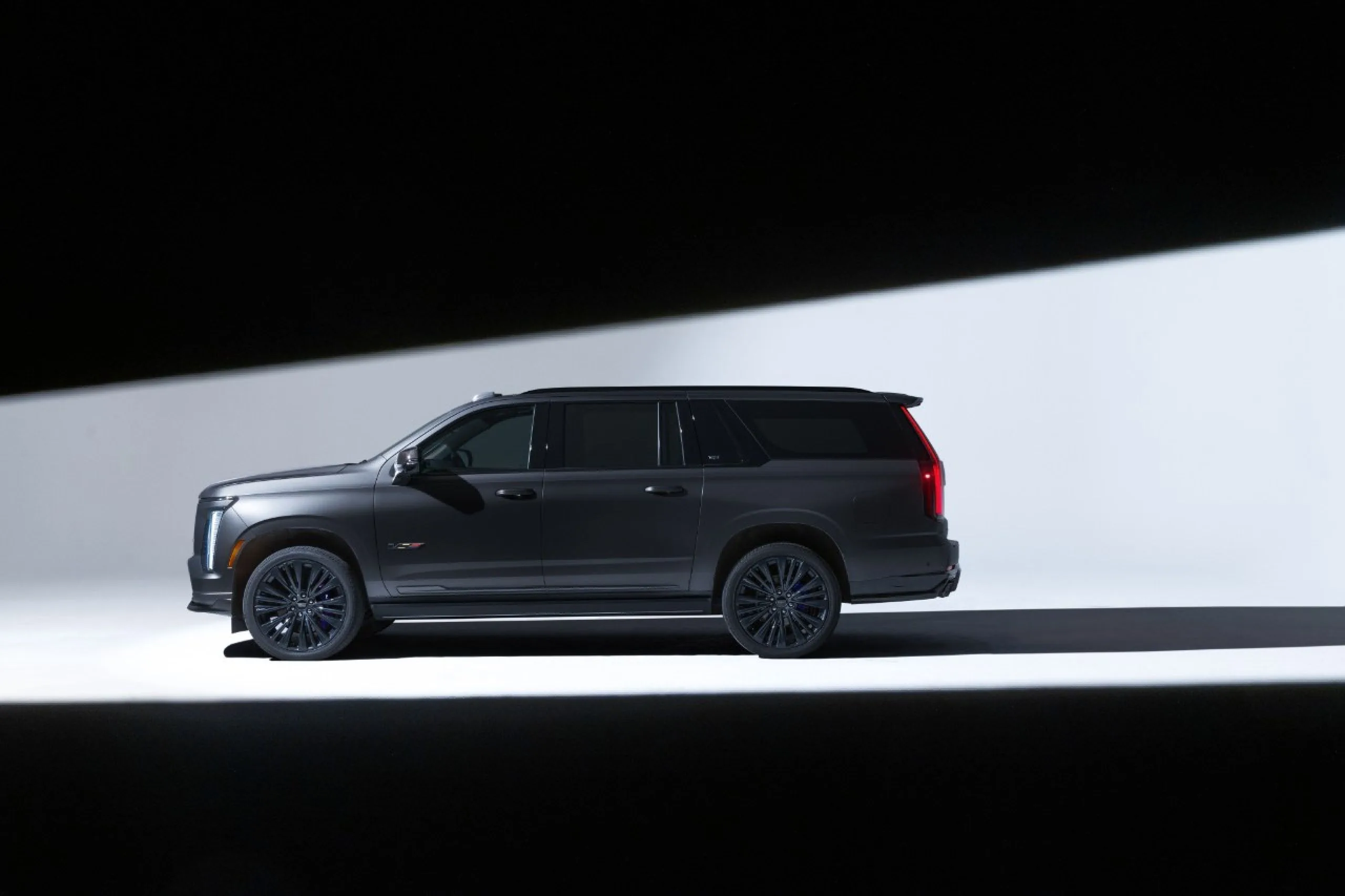 Profile view of the Escalade-V Collector Series in Midnight Stone Frost