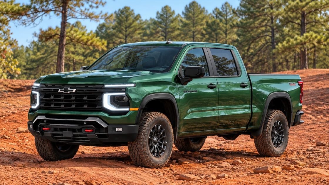 2027 Silverado Custom Trail Boss in green, the GT: Garage Talk long-term test truck