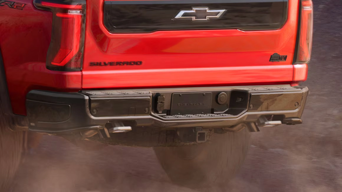 2027 Chevrolet Silverado ZR2 Bison rear bumper with exhaust turndowns