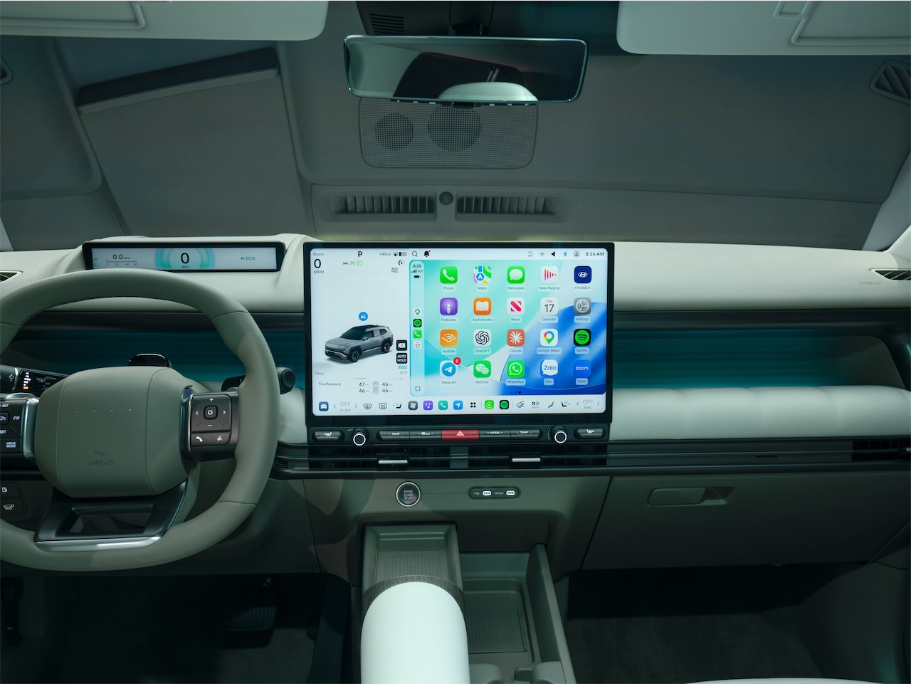 Pleos Connect screen and physical climate controls in the 2027 Hyundai Tucson