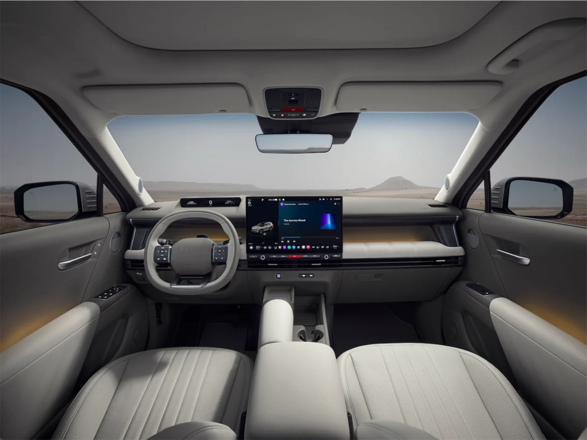 Interior of the new 2027 Hyundai Tucson with column shifter and wide display